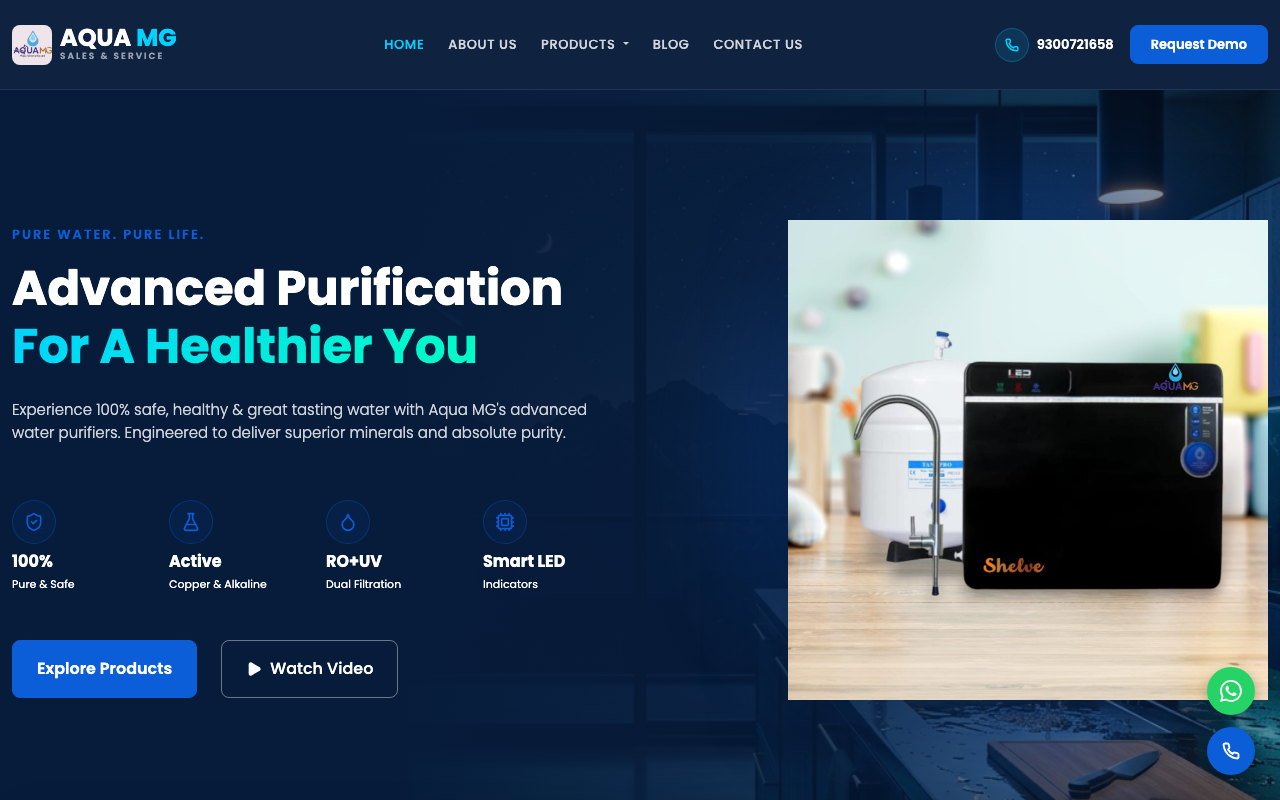 Aqua MG Water Solutions Live Website Preview