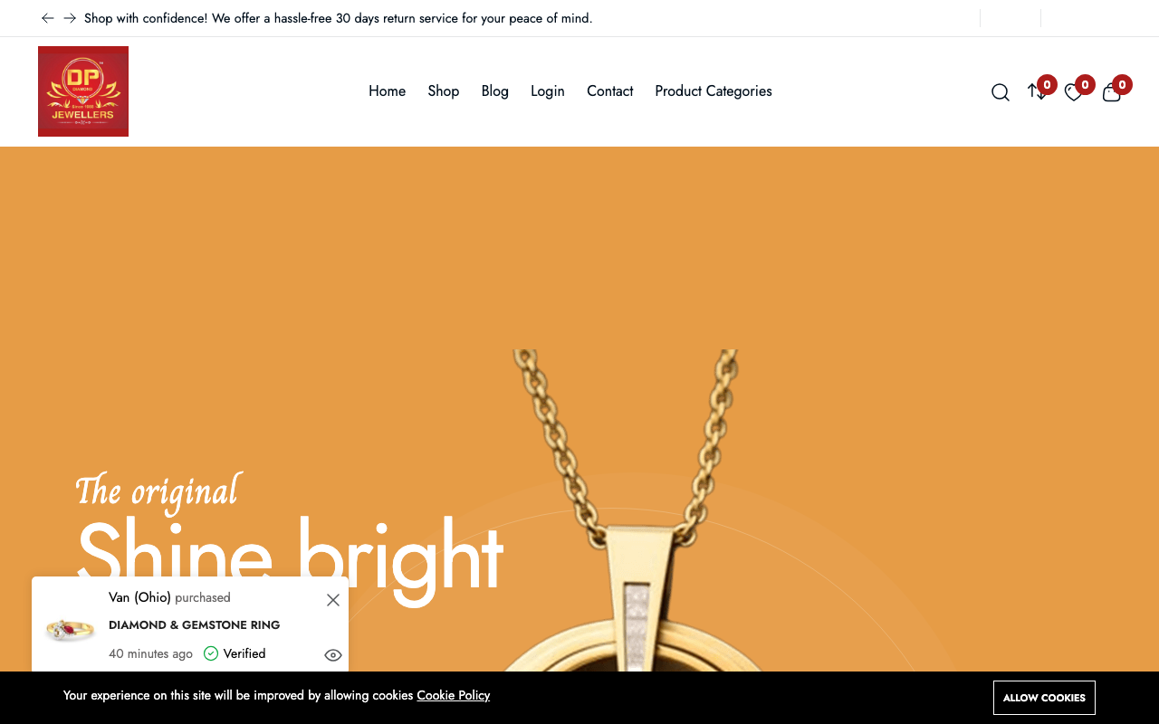 DP Jewellers Live Website Preview